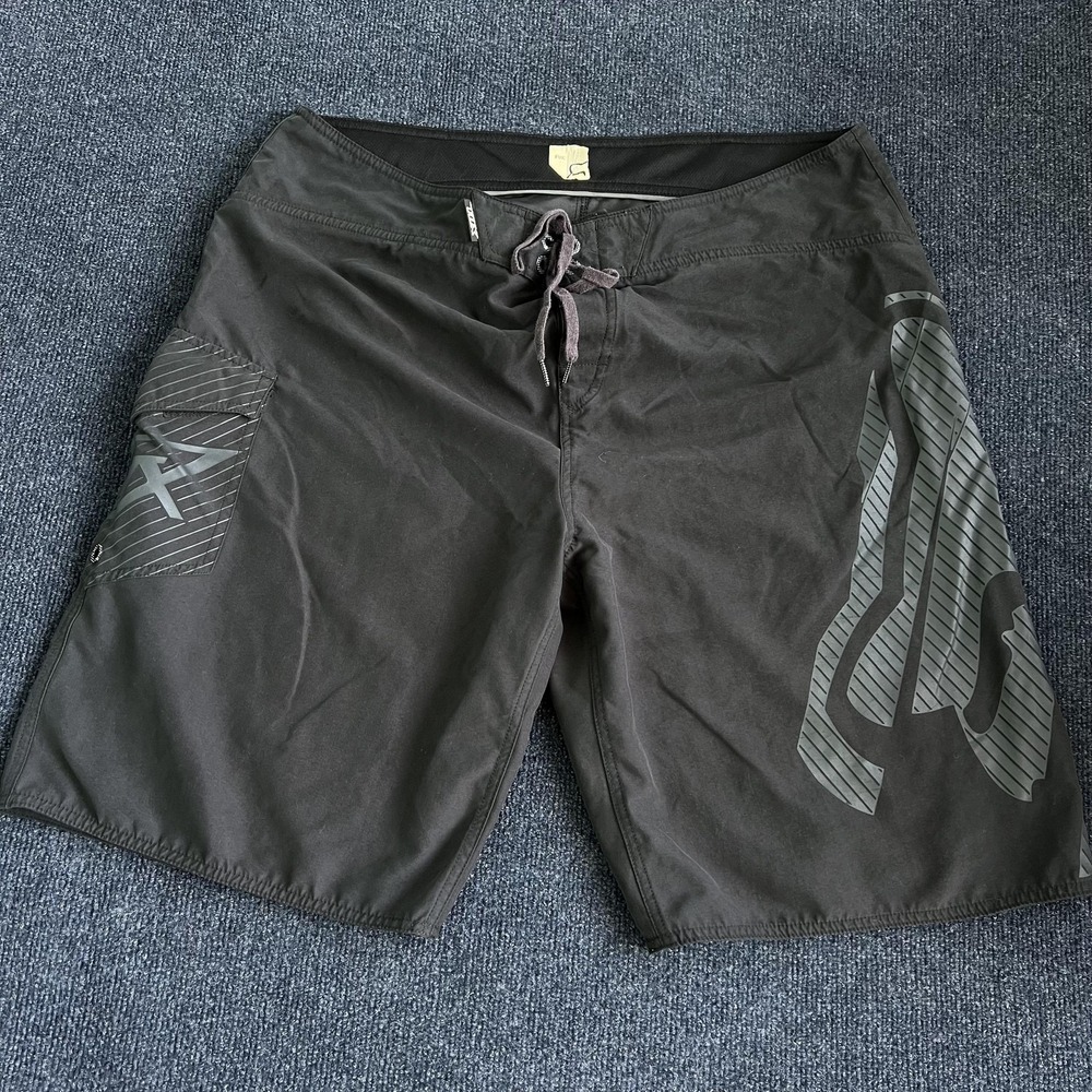 Fox Shorts Mens 40 Black Boardshorts Swim Trunks Drawstring Logo Pocket Surf
